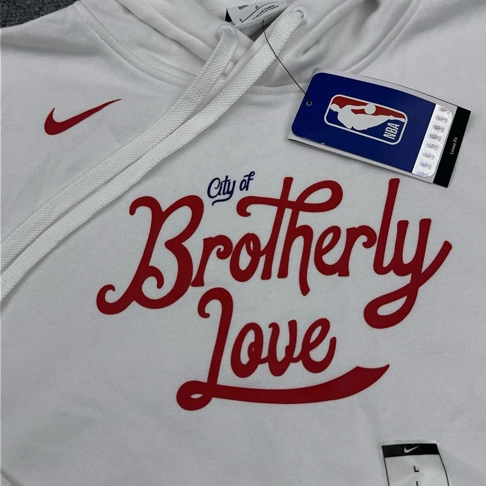 NEW Nike NBA Philadelphia 76ers Hoodie Mens Large White 